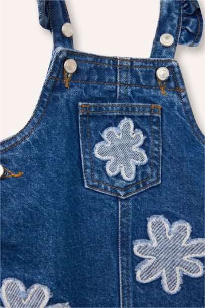 Nakışlı Salopet Jean Elbise Kız Bebek