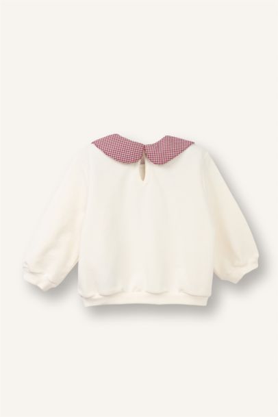 Baby Girl Regular Fit Large Collar Floral Thick Fabric Sweatshirt