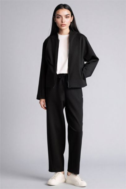 Baggy Fit Basic Scuba Fabric Trousers