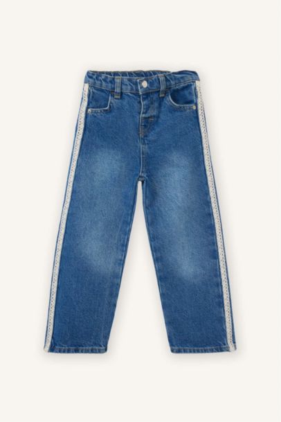 Şeritli Culotte Jean Pantolon Kız Bebek