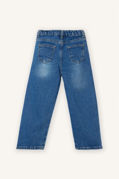 Şeritli Culotte Jean Pantolon Kız Bebek