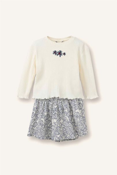 Floral Fitilli Kaşkorse 2'li Takım Kız Bebek