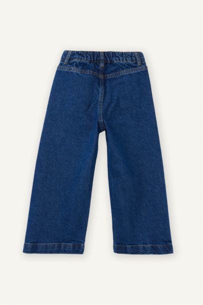 Wıde Leg Nakışlı Jean Pantolon Kız Bebek