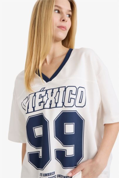 Oversize Fit Printed Thin Fabric T-Shirt