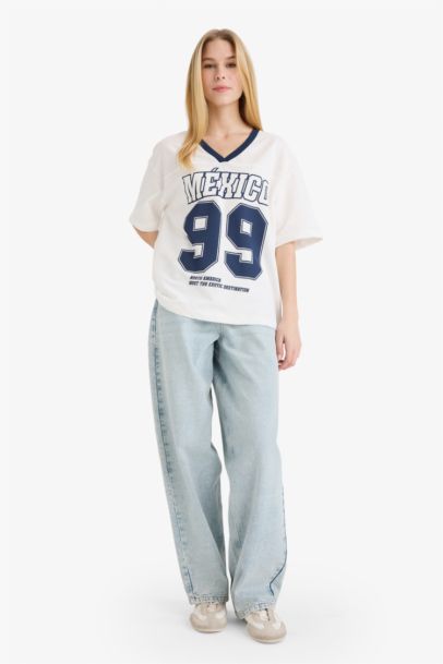Oversize Fit Printed Thin Fabric T-Shirt