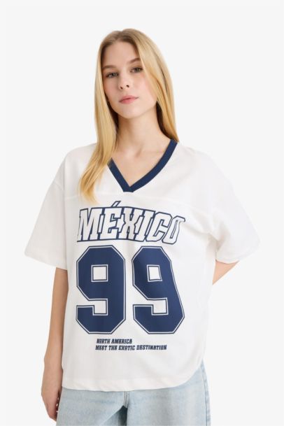 Oversize Fit Printed Thin Fabric T-Shirt