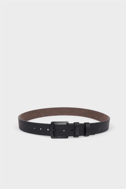 Erkek Dikdörtgen Toka Suni Deri Jean Kemeri