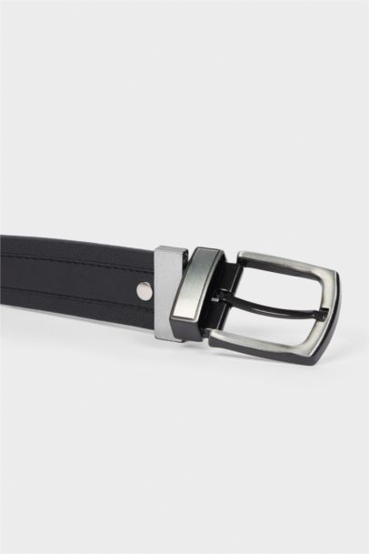 Erkek Çift Taraflı Toka Suni Deri Günlük Kemer