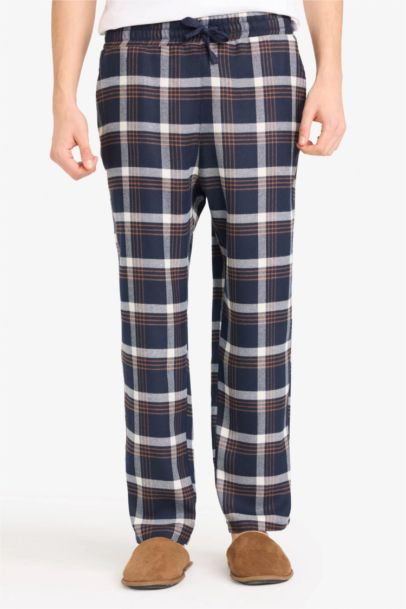 بنطلون بجامة كاروهات فلانيل قصة عادية