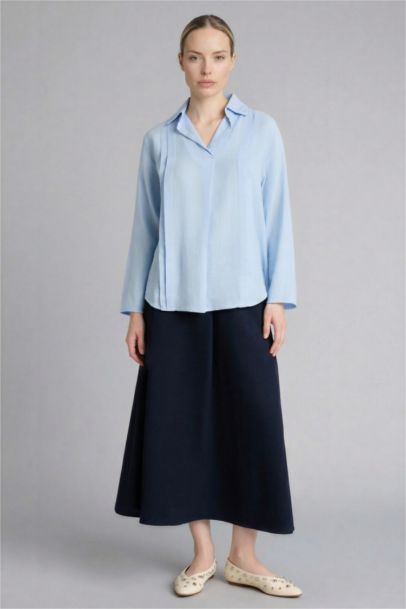 A Cut Linen Blended Skirt