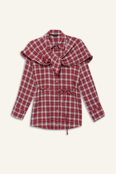 Checked Waffle Textured Tunic