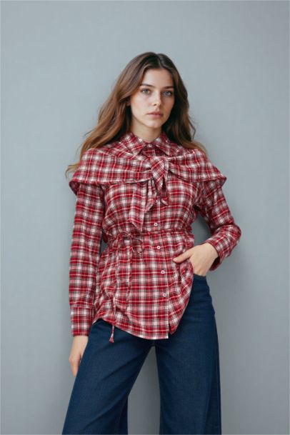 Checked Waffle Textured Tunic