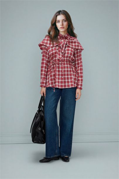 Checked Waffle Textured Tunic