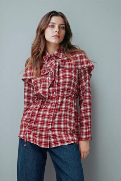 Checked Waffle Textured Tunic