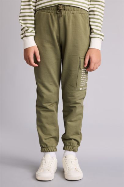 Ұлдарға арналған Regular Fit жазуы бар свитшот матасынан тігілген шалбар