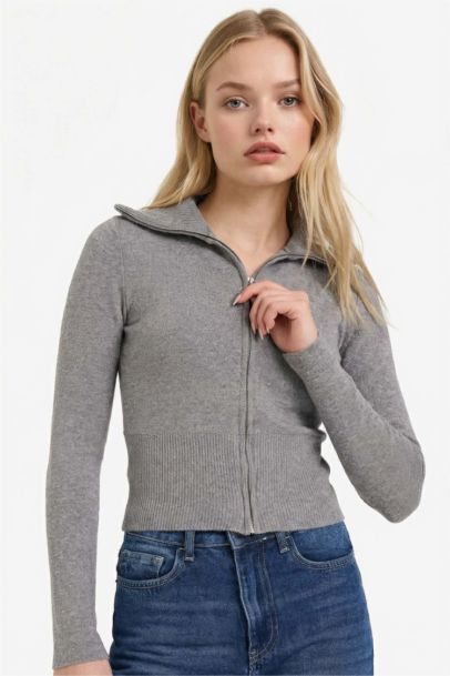 Slim Fit Half Turtleneck Cardigan