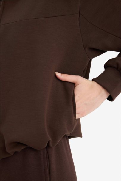 Standart Fıt Kapüşonlu Modal Hırka