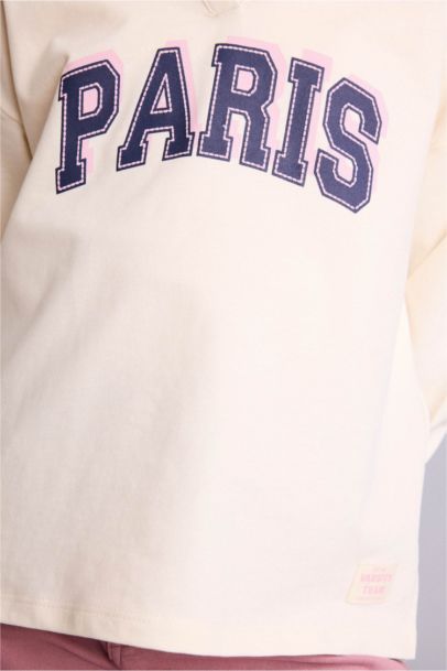 Sweatshirt imprimé à col polo et manches longues pour fille