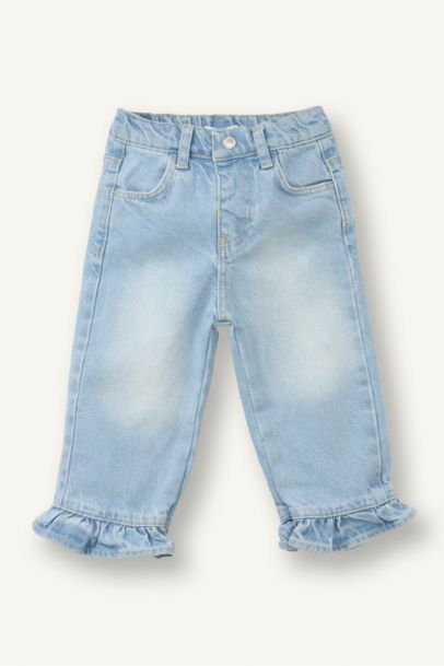 Fırfırlı Wıde Leg Pamuklu Pantolon Kız Bebek