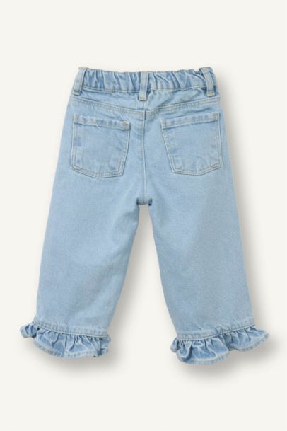 Fırfırlı Wıde Leg Pamuklu Pantolon Kız Bebek