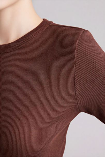 Slım Fıt Basıc Fitilli Kaşkorse Tişört