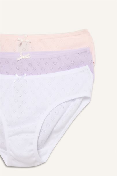 Kalp Desenli 3'lü Slip Külot Kız Çocuk