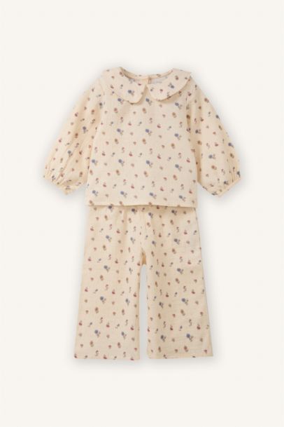 سيت بيبي بناتي فلورال موسلين - قطعتين