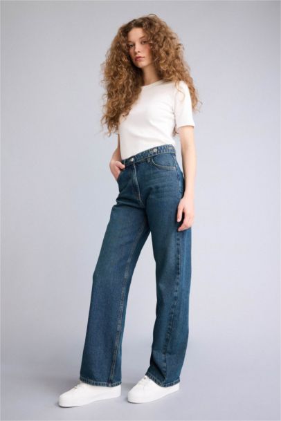 90's Wide Leg High Waist Long Jeans