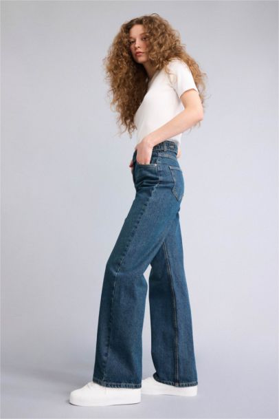 90's Wide Leg High Waist Long Jeans
