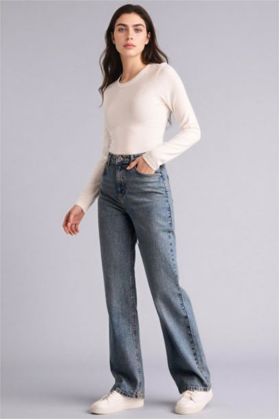 90's Wide Leg High Waist Straight Leg Jeans