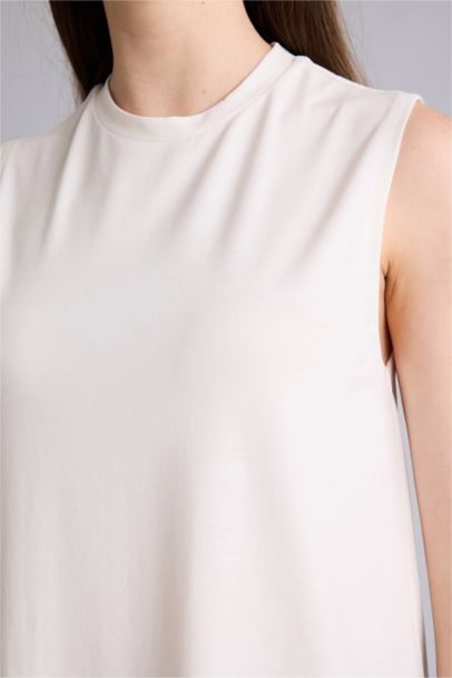 Slim Fit Cotton Crew Neck Short Sleeve Tunic