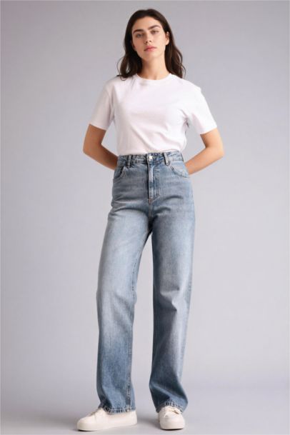 90's Wide Leg High Waist Long Jeans