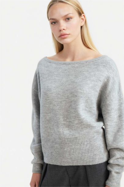 Regular Fıt Açık Omuz Triko Kazak