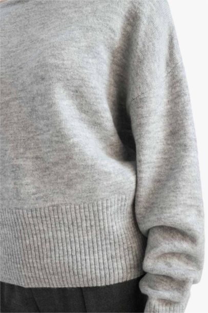 Regular Fıt Açık Omuz Triko Kazak