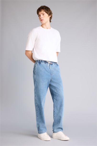 بنطرون جينز وايد ليج برجل واسع ملمس ناعم