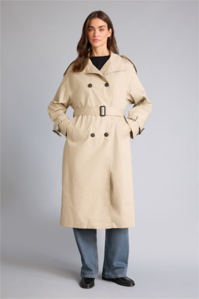 Regular Fit Cotton Lined Twill Trenchcoat