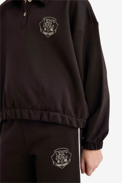 2'li Takım Baskılı Sweatshirt Eşofman Altı Kız Çocuk