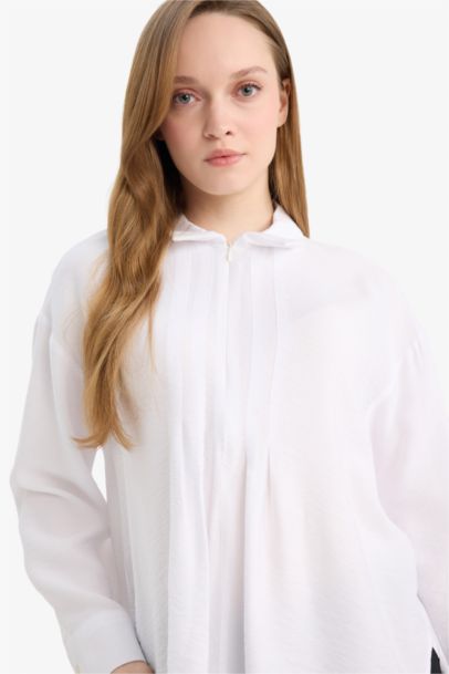 Relax Fit Shirt Collar Long Sleeve Shirt