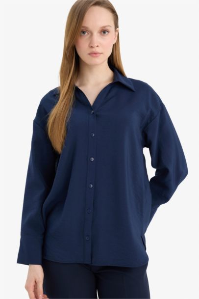 Relax Fit Shirt Collar Long Sleeve Shirt