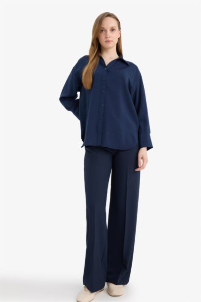 Relax Fit Shirt Collar Long Sleeve Shirt