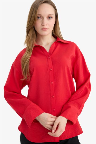 Relax Fit Shirt Collar Long Sleeve Shirt