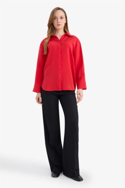 Relax Fit Shirt Collar Long Sleeve Shirt