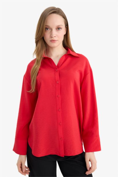 Relax Fit Shirt Collar Long Sleeve Shirt