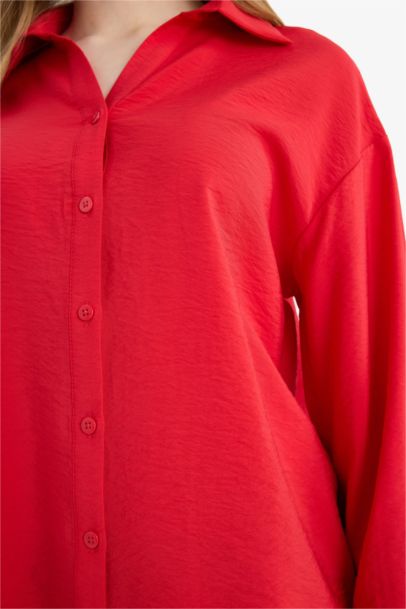 Relax Fit Shirt Collar Long Sleeve Shirt