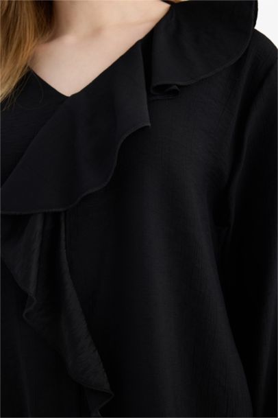 Relax Fit V-Neck Long Sleeve Blouse