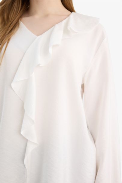 Relax Fit V-Neck Long Sleeve Blouse