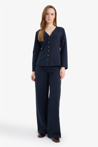 Straight Wide Leg Trousers