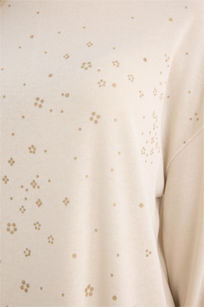 Relax Fit Crepe Neck Long Sleeve T-Shirt