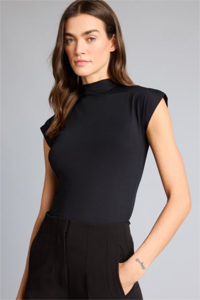 Slim Fit Half Turtleneck Sleeveless Tank Top