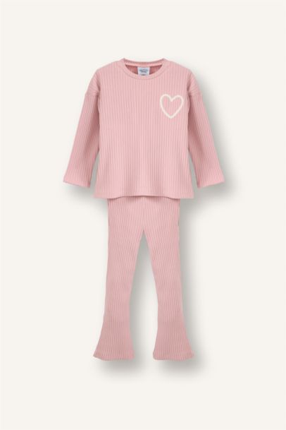 Kalp Desenli Fitilli Kaşkorse 2'li Takım Kız Bebek